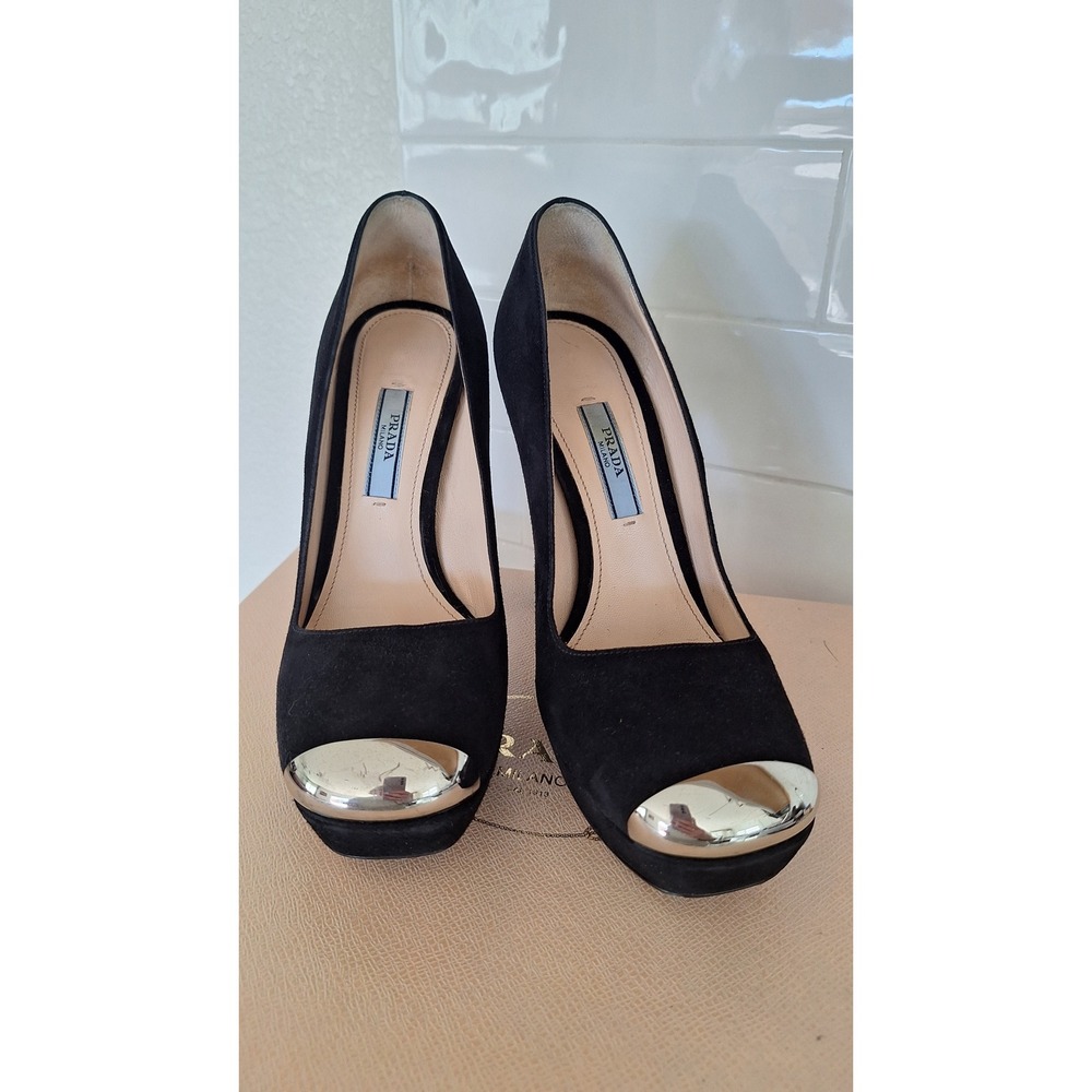 Prada Suede Black Platform Pumps Italy 36.5, 6 US - Picture 1 of 12